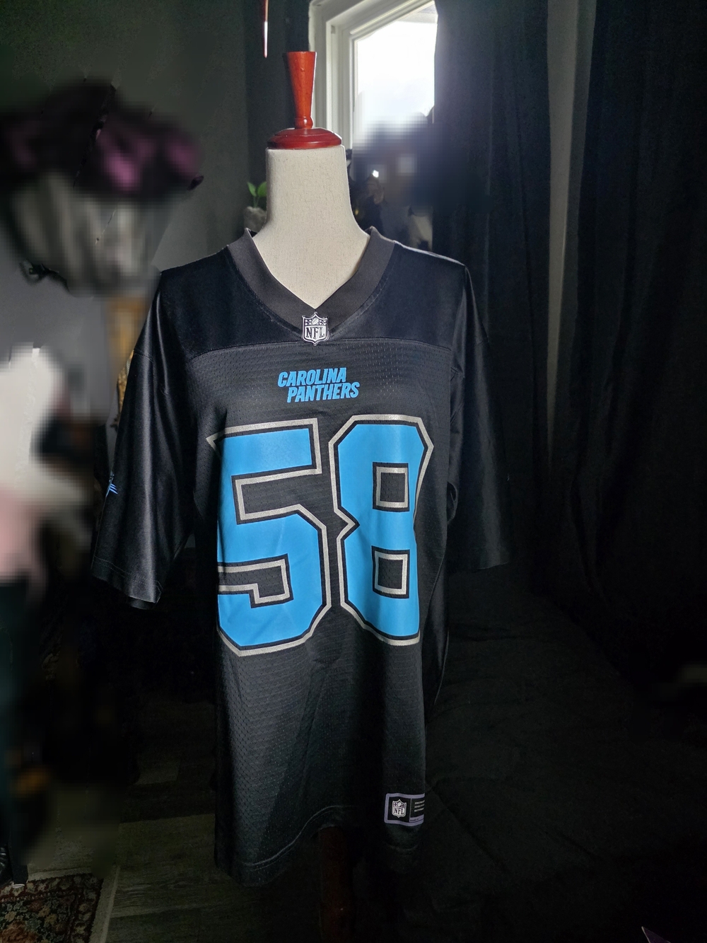 Carolina Panthers #58 DAVIS SR Black & Blue NFL Jersey
